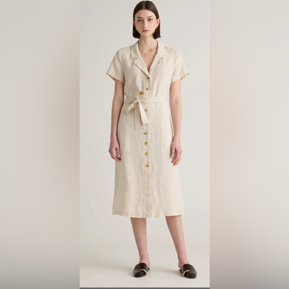Quince Dresses & Skirts - Quince 100% European Linen Button Front Dress - white